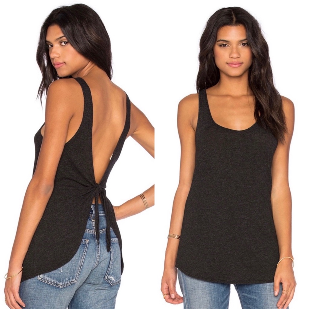 Lanston Oversized Tie Back Tank Black Xs